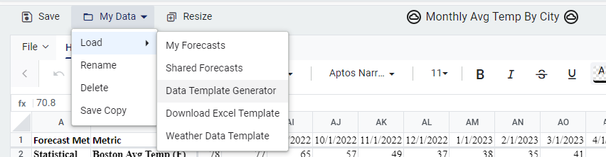 Forecasting Sheet