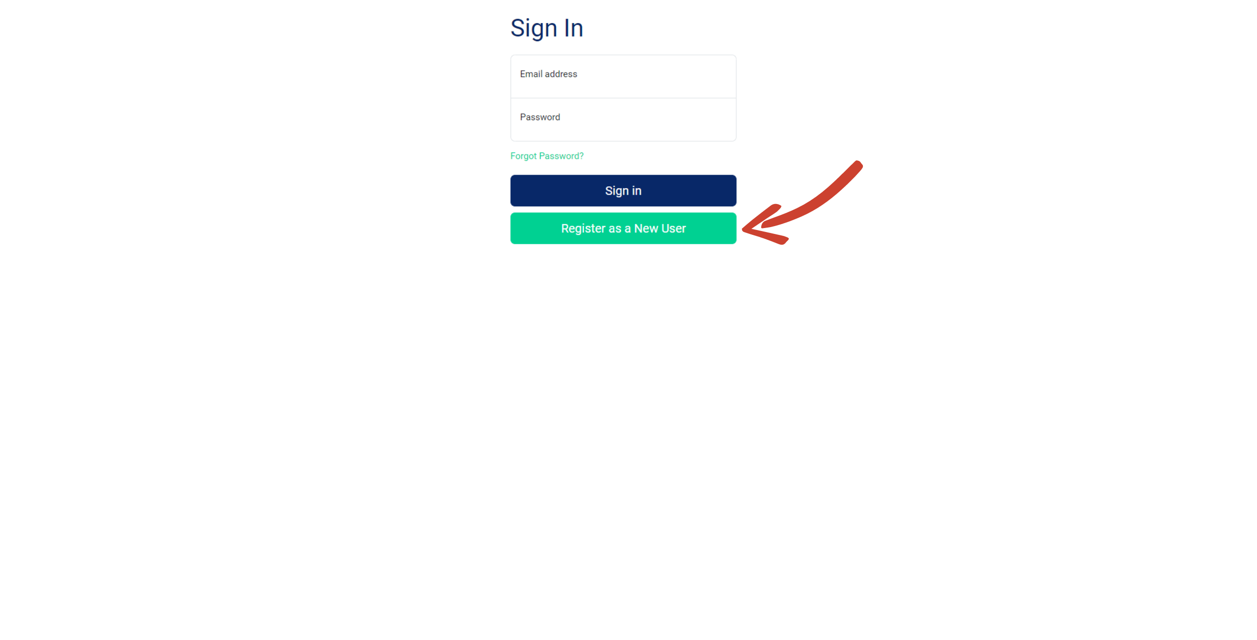 Register as a new user on sign in page